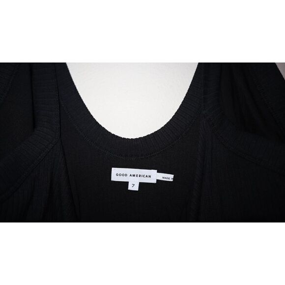 Good American Women's Sz 7 (4XL) Black Sleeveless Scoop Neck Ribbed Bodysuit - Picture 3 of 6
